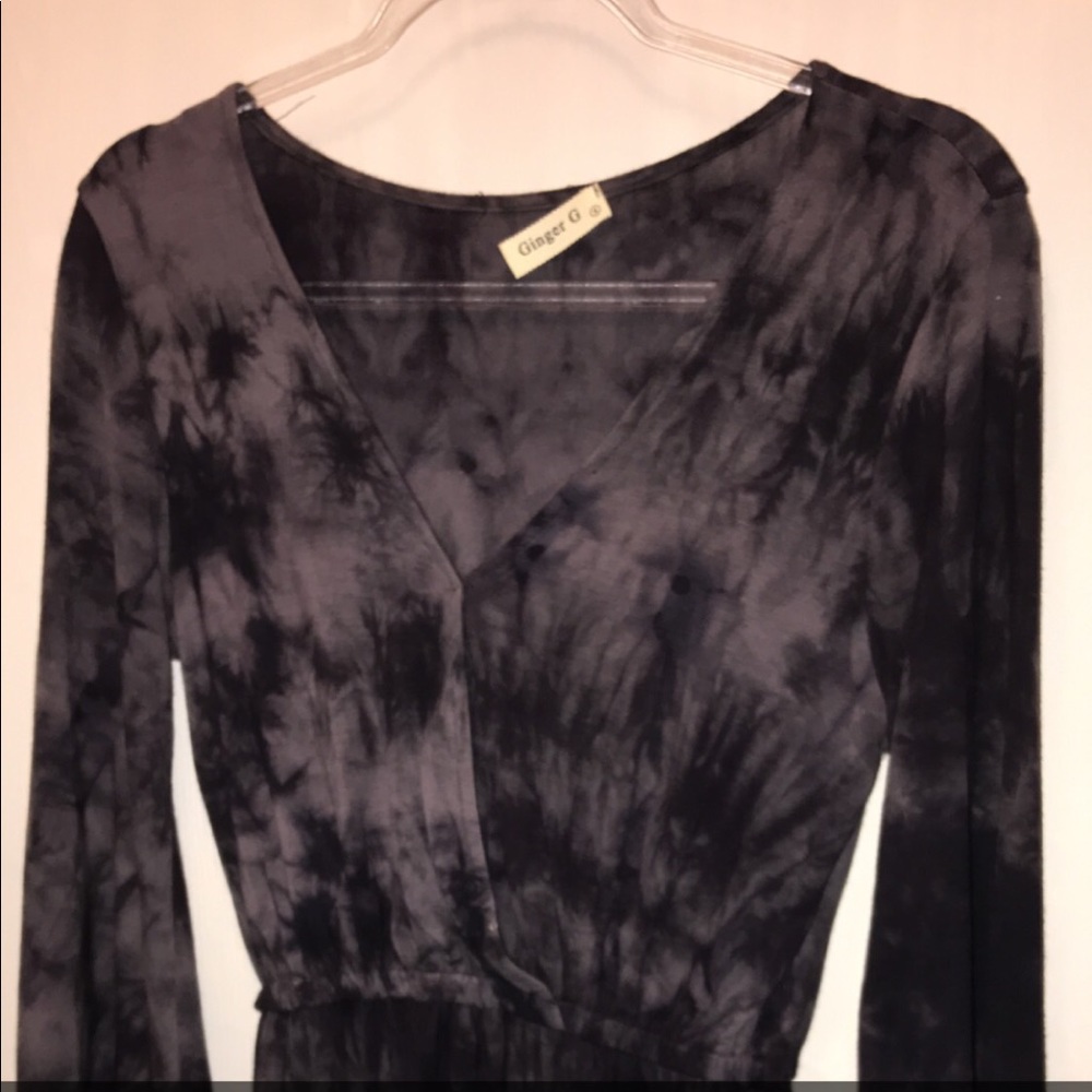 Black and grey tie dye romper